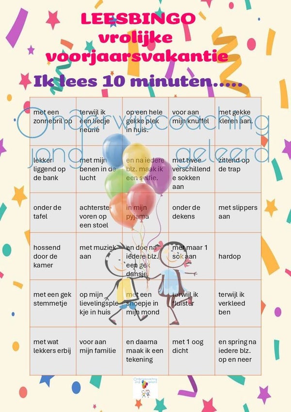 Leesbingo vrolijke voorjaarsvakantie 📚