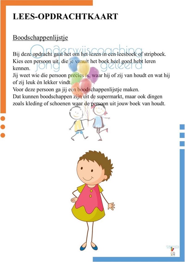 Leesopdrachtkaart - boodschappen