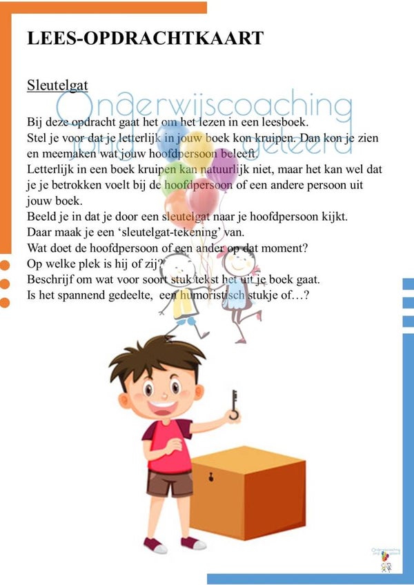 Leesopdrachtkaart - sleutelgat lezen