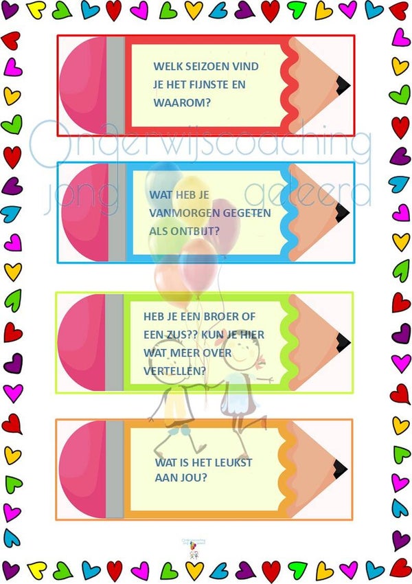 Groepsvorming/ kennismaking- vragenkaartjes