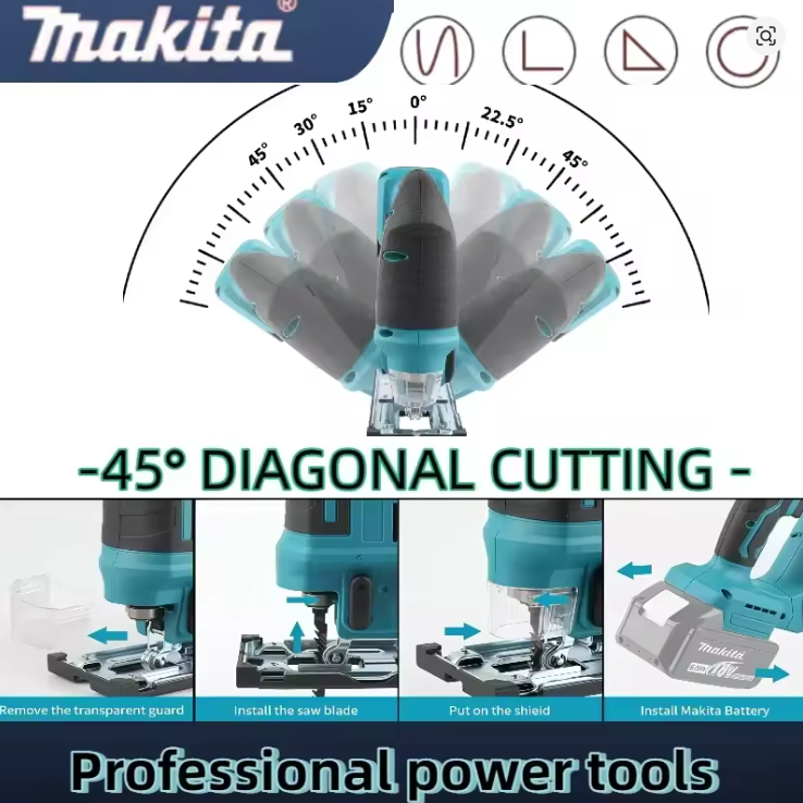 Makita DJV182Z 340W Brushless Jigsaw 18V Without Battery with Saw Blade, Cordless Barrel Handle, Portable Carpenter Power Tool