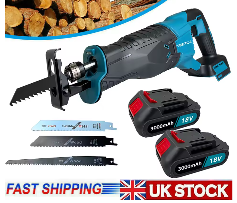 For Makita DJR185Z Reciprocating Saw Cordless 18V Li-ion Battery Mini Wood Metal PVC Pipe Cutting Reciprocating Power w/2Battery