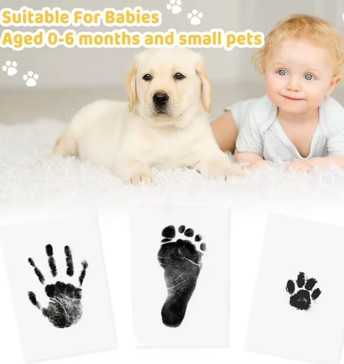 Baby Handprint and Footprint Kit Safe Non-Toxic Ink Pads Clean Inkless Touch Pet Paw Print Ink Kits