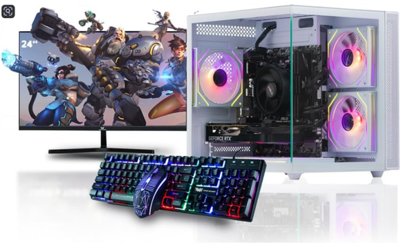 Veno Scorp Gaming PC Bundle Intel Core i7 3rd Gen 3.9GHz, GTX 750 4GB, 16GB RAM, 256GB SSD + 1TB HDD, Windows 11, WiFi, 22" Monitor, Mini Nemesis White RGB Case, 500W PSU