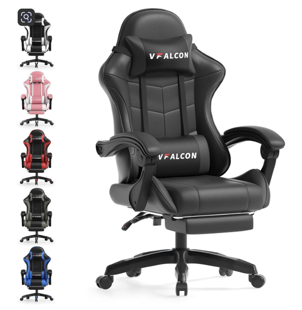 Vfalcon XTREME Gaming Chair – Ergonomic Reclining Chair with Footrest, 360° Swivel, Height Adjustable (White)