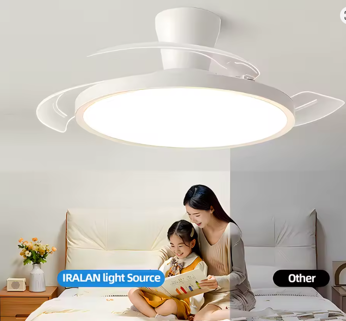 IRALAN Ceiling Lights with Fan Smart Retractable Fan Blade Home Electric Fan Dimmable with Remote Control Led Living Room Light