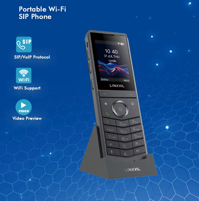 LINKVIL Wireless WiFi SIP VoIP Handheld Video Phone Portable US Plug for Office Home Hotels - Audio Fanvil Portable SIP Phone