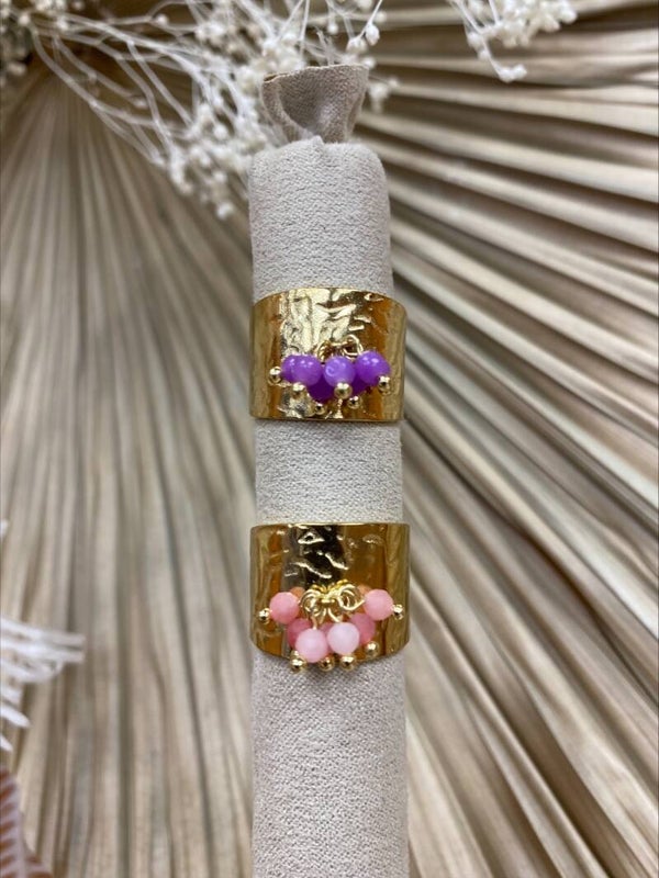Bague Pampille coloré en Acier Inoxydable