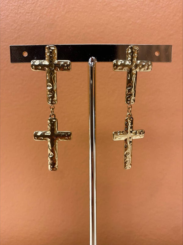 Boucle d'oreille Croix en Acier Inoxydable