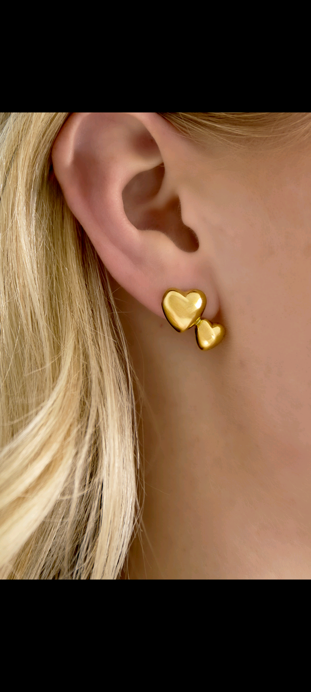 Double hearts stud zilver of goud