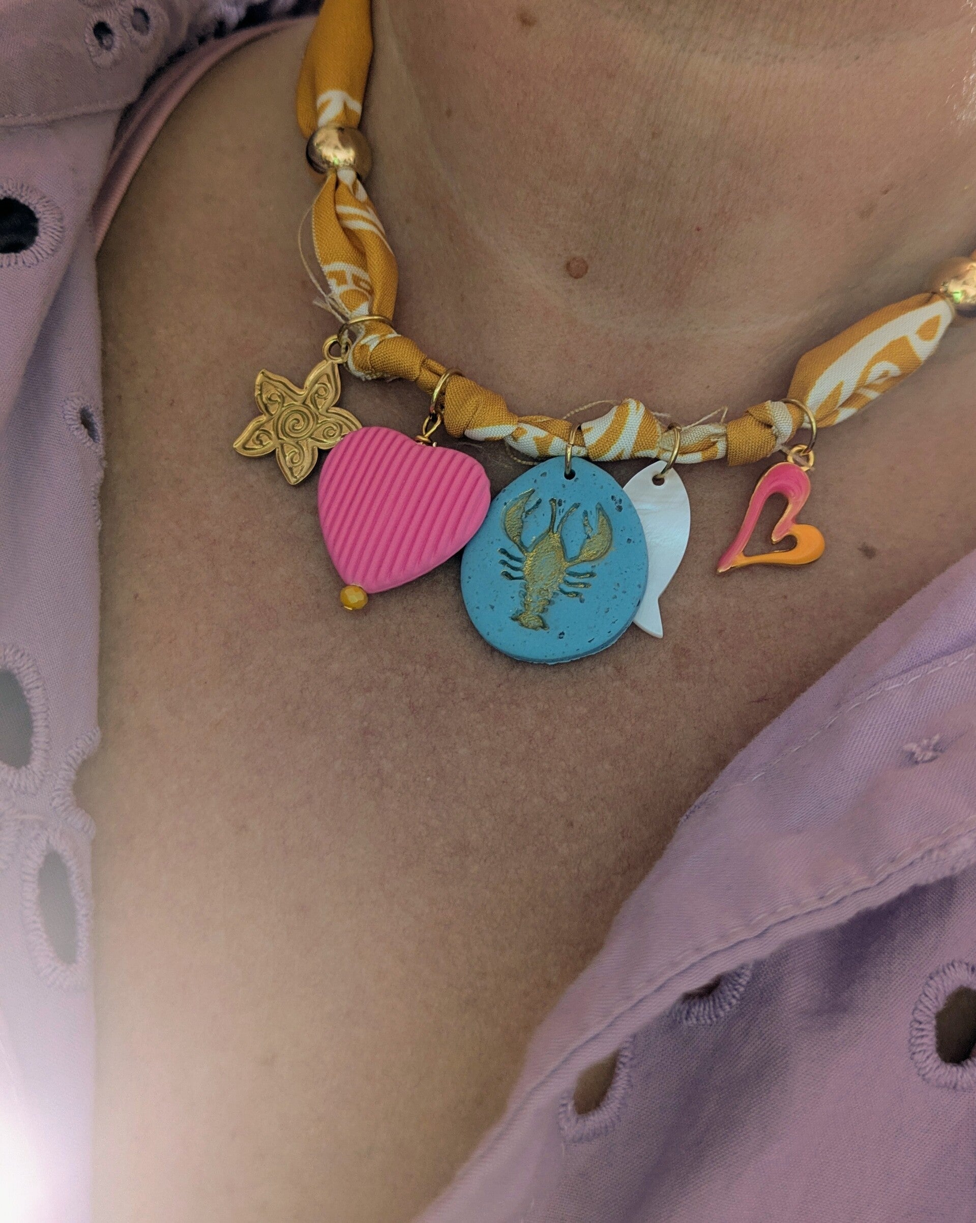 Bandana Ketting Okergeel/ multicolour