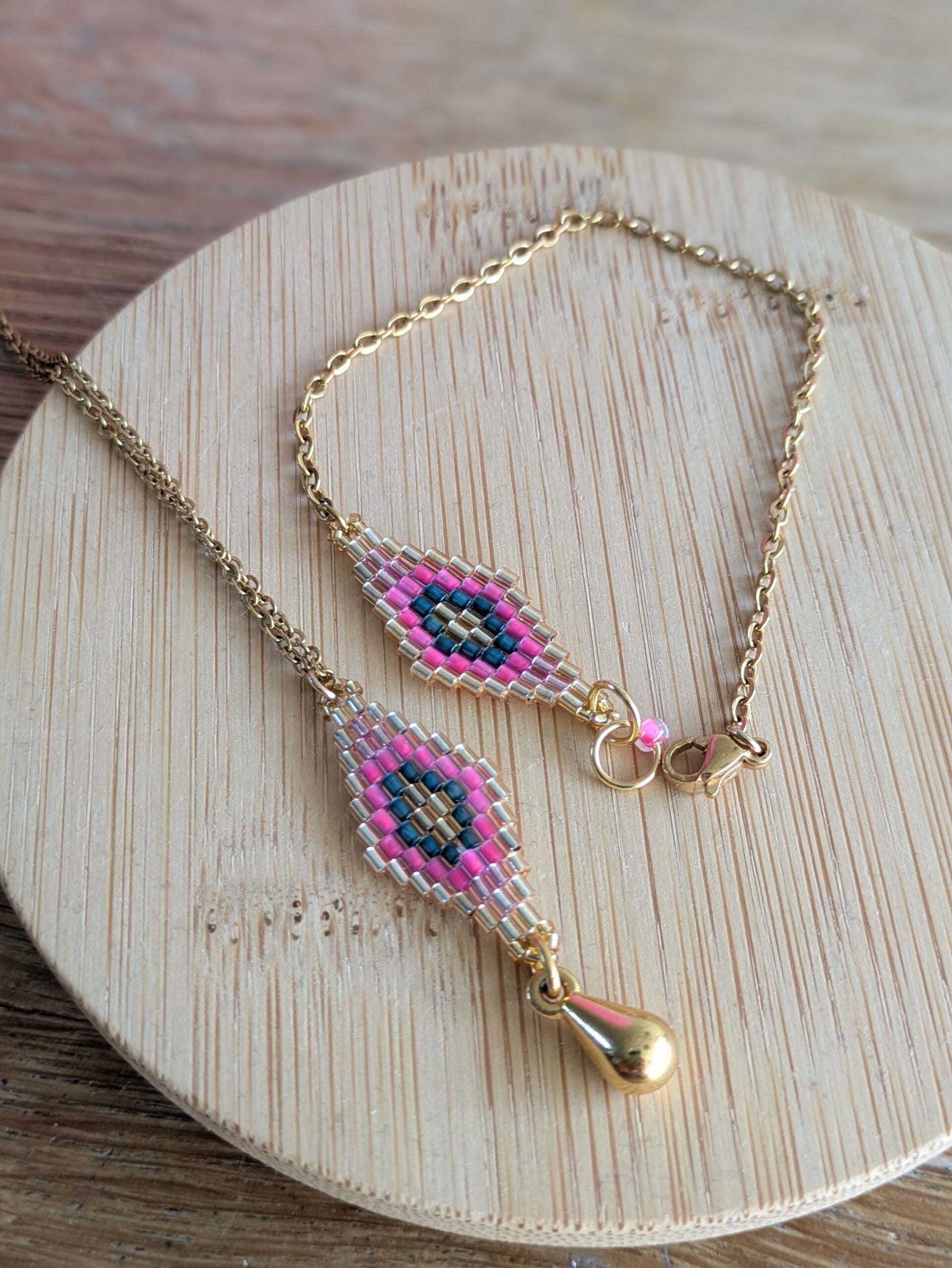 Beaded Rhombus Set ketting + armband