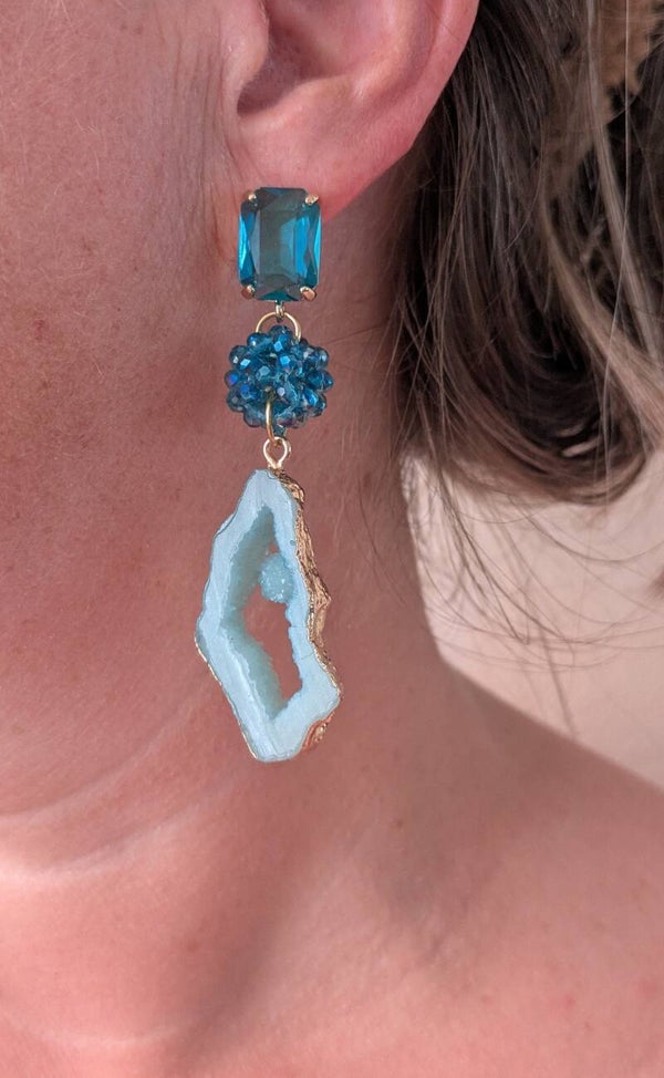 Geode Aqua oorbellen