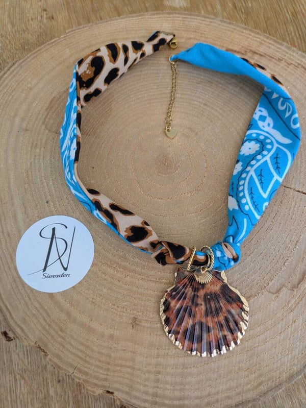 Bandana ketting Panter aqua