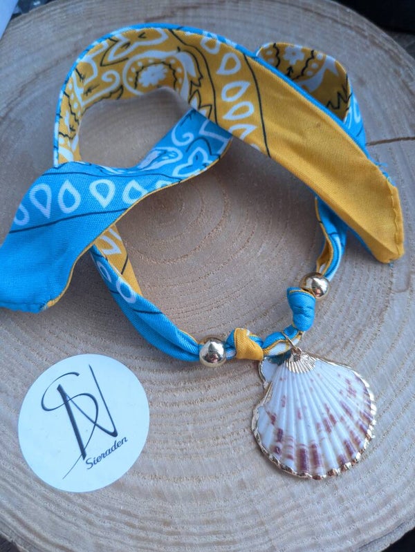Bandana ketting aqua/light orange