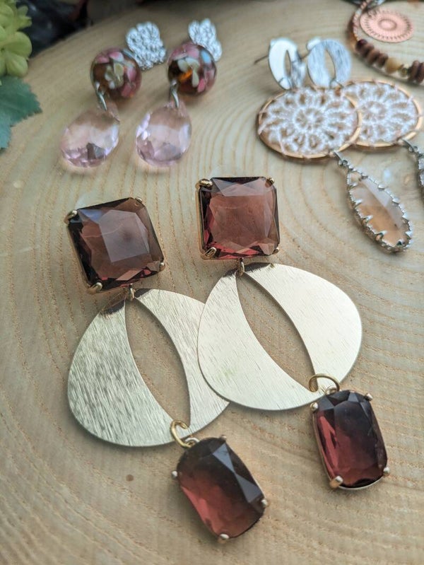 Burgundy cristal oorbellen