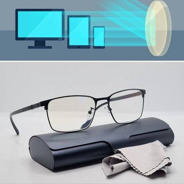 Unisex leesbril met brillenkoker en microvezeldoekjes - Computerbril - Blauw Licht Filter Bril - Blue Light Filter Glasses / Multi Media Bril Lunettes de Lecture 5823 Aland optiek