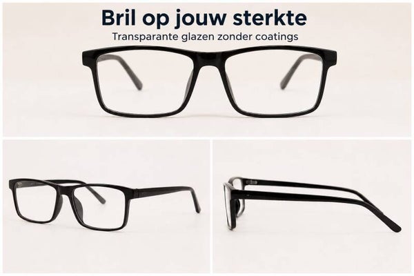 Unisex bril OP UW STERKTE / bril voor bijziendheid of dichtbij / zwarte montuur met afstandslenzen / Aland optiek