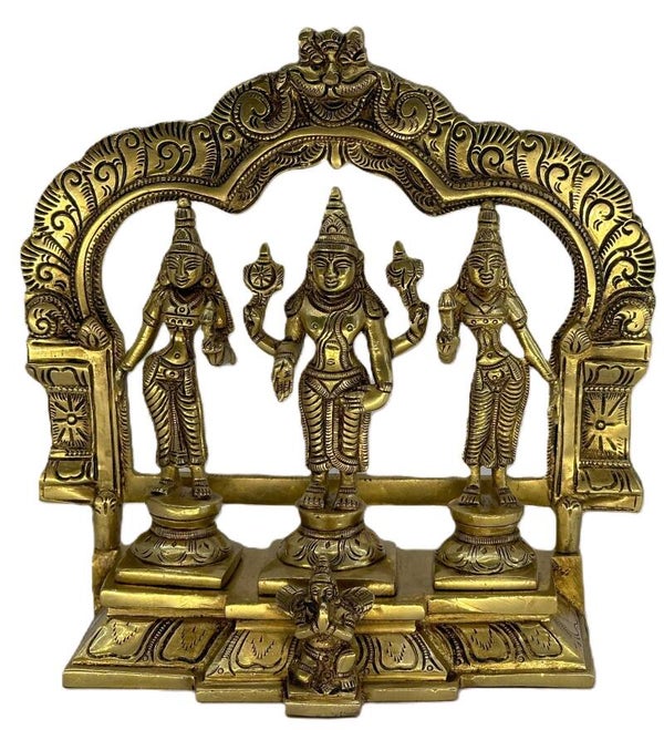 Vishnu Laxmi  Brass Statue-frame standing  Weight:3.60 kg  Height:9.0 inches  Length:5.0 inches  width :3.5 inches