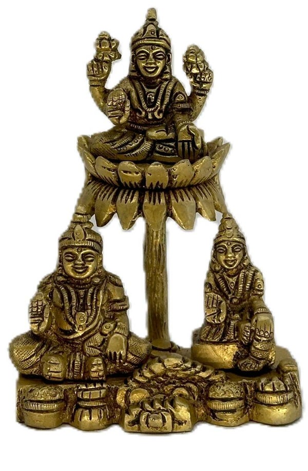 Lakshmi Kubera Brass Statue Weight: 0.62 kg; Height: 5.0 inches; Length: 3.6 inches; Width: 2.0 inches