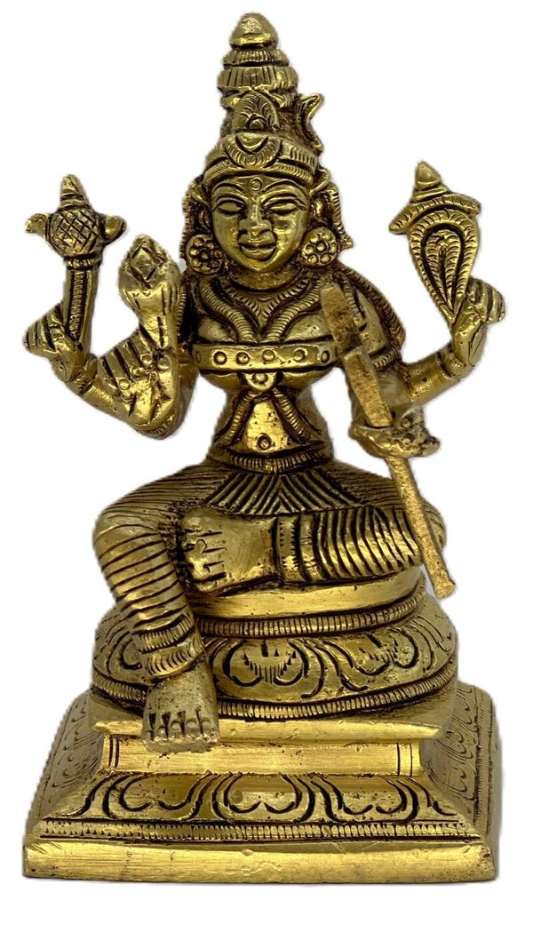 Kamachi amman Brass statue Wt: 0.87 kg; L: 3.0 in; W: 2.5 in; H: 4.5 in