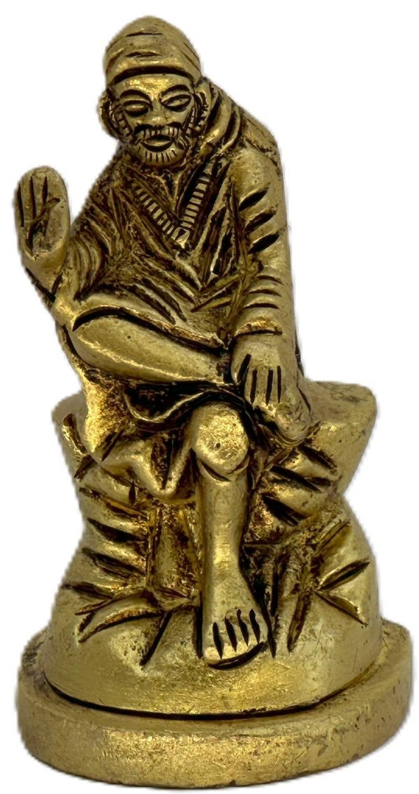 Brass | Sculpture | India Home Decor | Shirdi Sai Baba | Weight: 0.10 kg; Length: 1.3 in; Width: 1.0 in; Height: 2.0 in