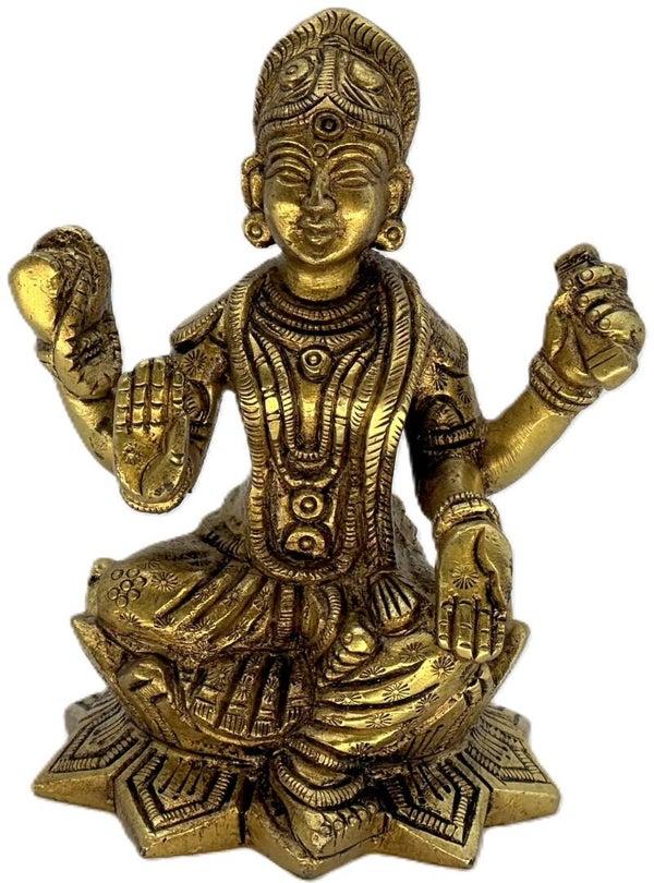 Goddess Balambika Brass Idol Weight: 0.45 kg; Length: 3.0 in; Width: 2.5 in; Height:3.5 in