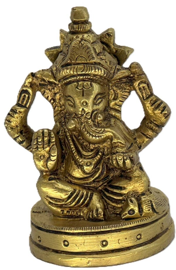 Brass Ganesh Statue, Lord Ganesha Statue, Modern Ganesh Statue, Ganesha Statue, Vinayaka Statue, Elephant God Wt: 0.25 kg; L: 2.5 in; W: 2.0 in; H: 3.0 in