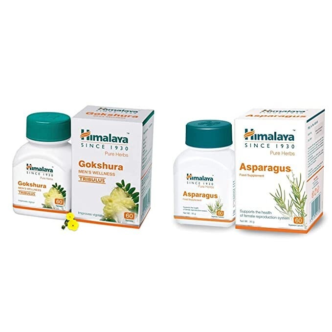 Himalaya Wellness Pure Herbs Men's Wellness Tablets - 60 Pieces (Gokshura) & Himalaya Wellness Pure Herbs Shatavari Women's Wellness - 60 Tablets