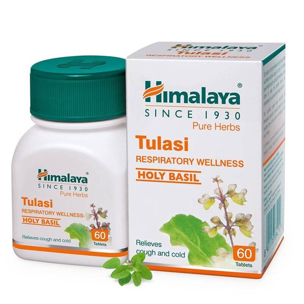Himalaya Wellness Pure Herbs Tulasi Respiratory Wellness | Holy Basil |Relieves cough and cold| -Pack of 60 Tablets
