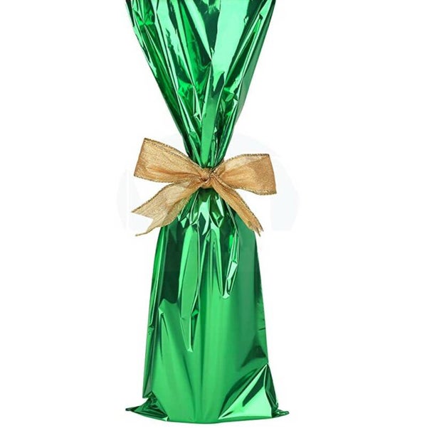 5 Wijnfleszakken - Metallic groen - Wijntasje - Cadeauverpakking fles - Wijnzak - Luxe cadeauzak - Wijnfles zakjes - 5 stuks