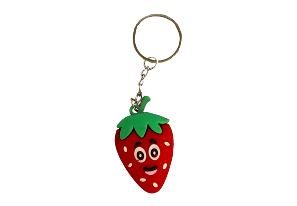Sleutelhanger aardbei - Zomer - Vrucht - Fruit sleutelhanger - Rood - Vrolijk - Strawberry - Rubber
