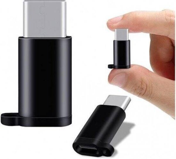 USB C naar Micro USB adapter - Micro USB female naar USB male - USB-C OTG adapter to USB - Opzetstuk USB C micro USB - USB verloopstuk - Zwart