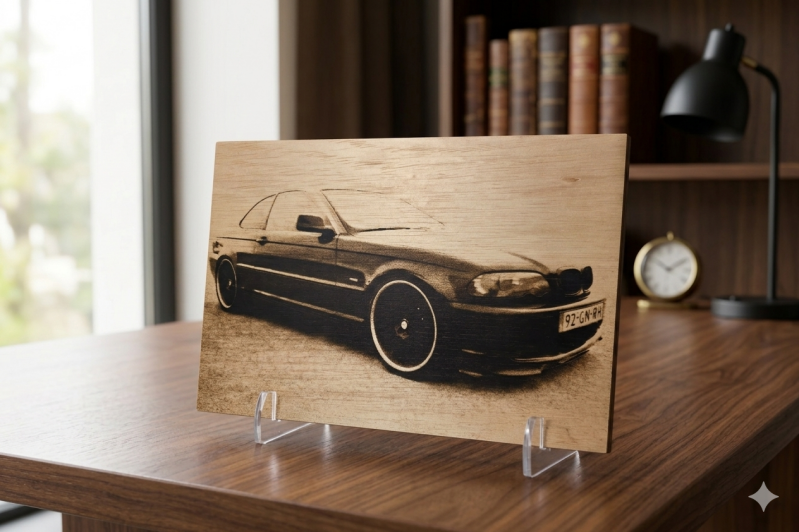 Foto op hout 30x20 cm – premium met plexiglas voetjes