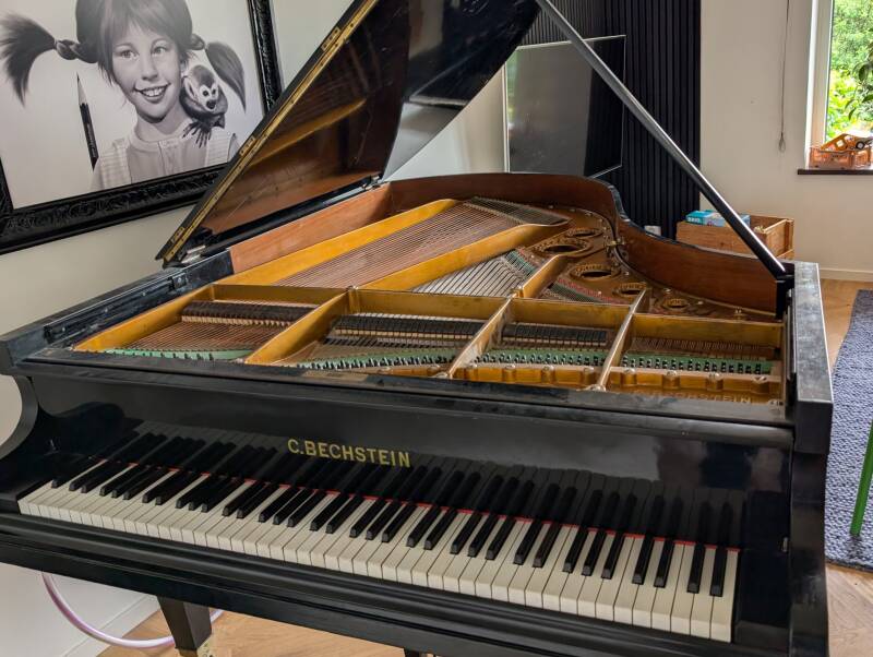 Reparerade tangentbelägg på Bechsteinflygel