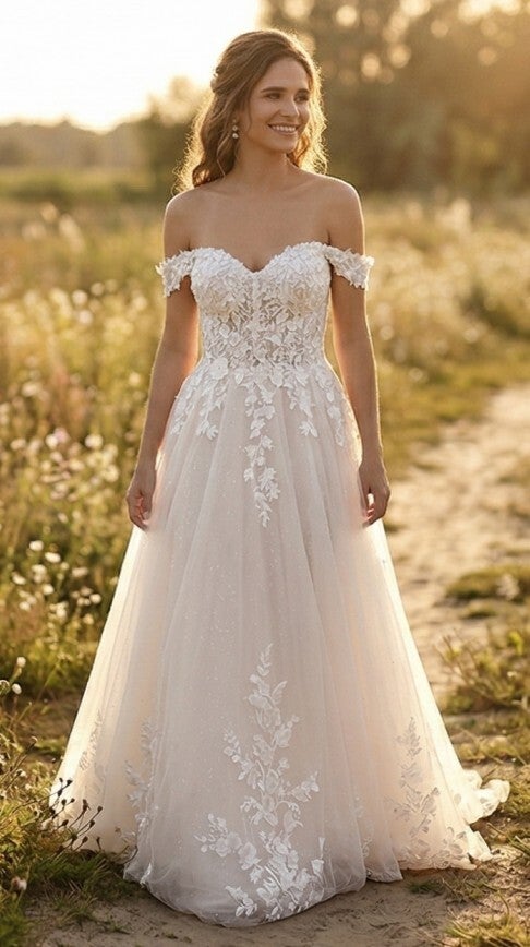 Trouwjurk met De Magie van 3D-Bloemen (LY3518)