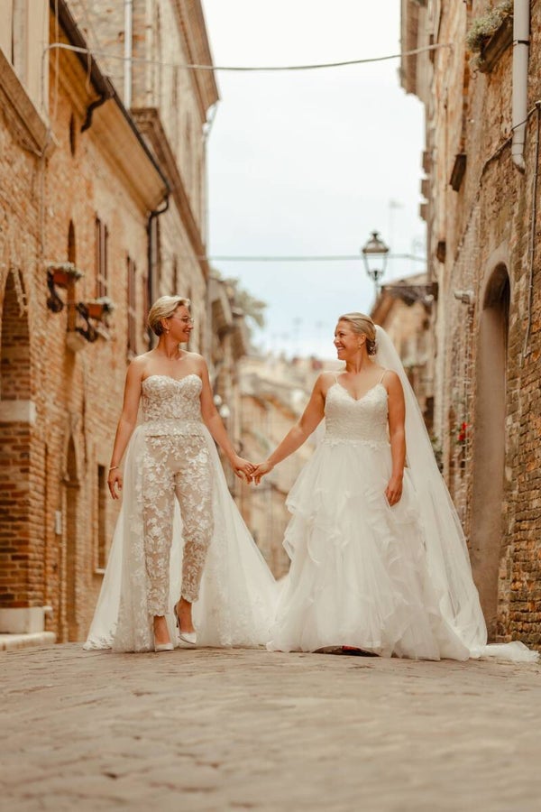 Tweedehands Casablanca Bridal top & broek met afneembare rok – maat 36-38 Code 202623