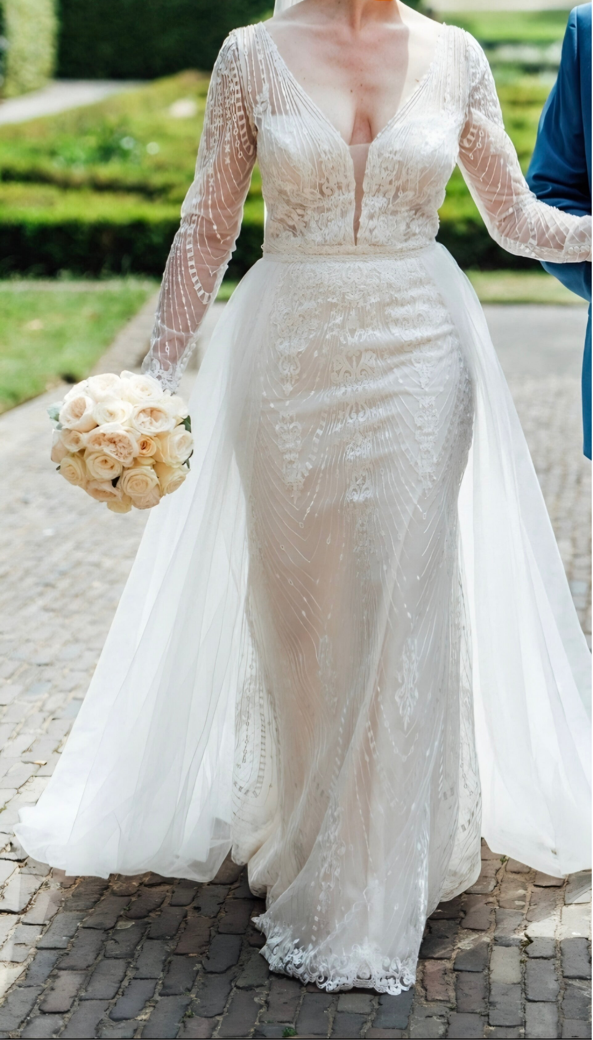 Tweedehands Adriana Atelier trouwjurk met afneembare omrok – maat 38 code 202692