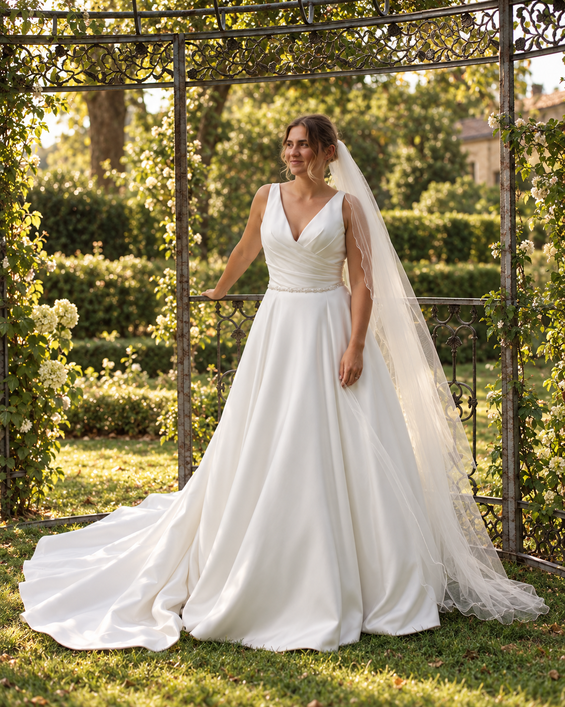 Tweedehands Trouwjurk– 👑 Justin Alexander – Tijdloze Elegantie met een Moderne Touch💍Code 202590
