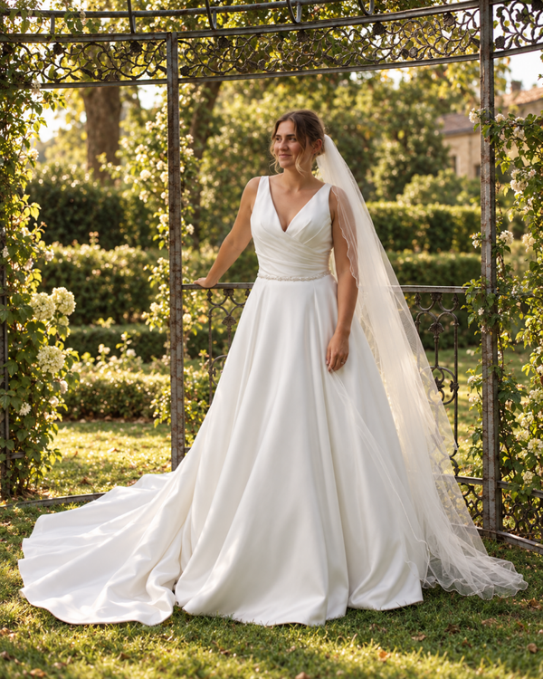 Tweedehands Trouwjurk– 👑 Justin Alexander – Tijdloze Elegantie met een Moderne Touch💍Code 202590
