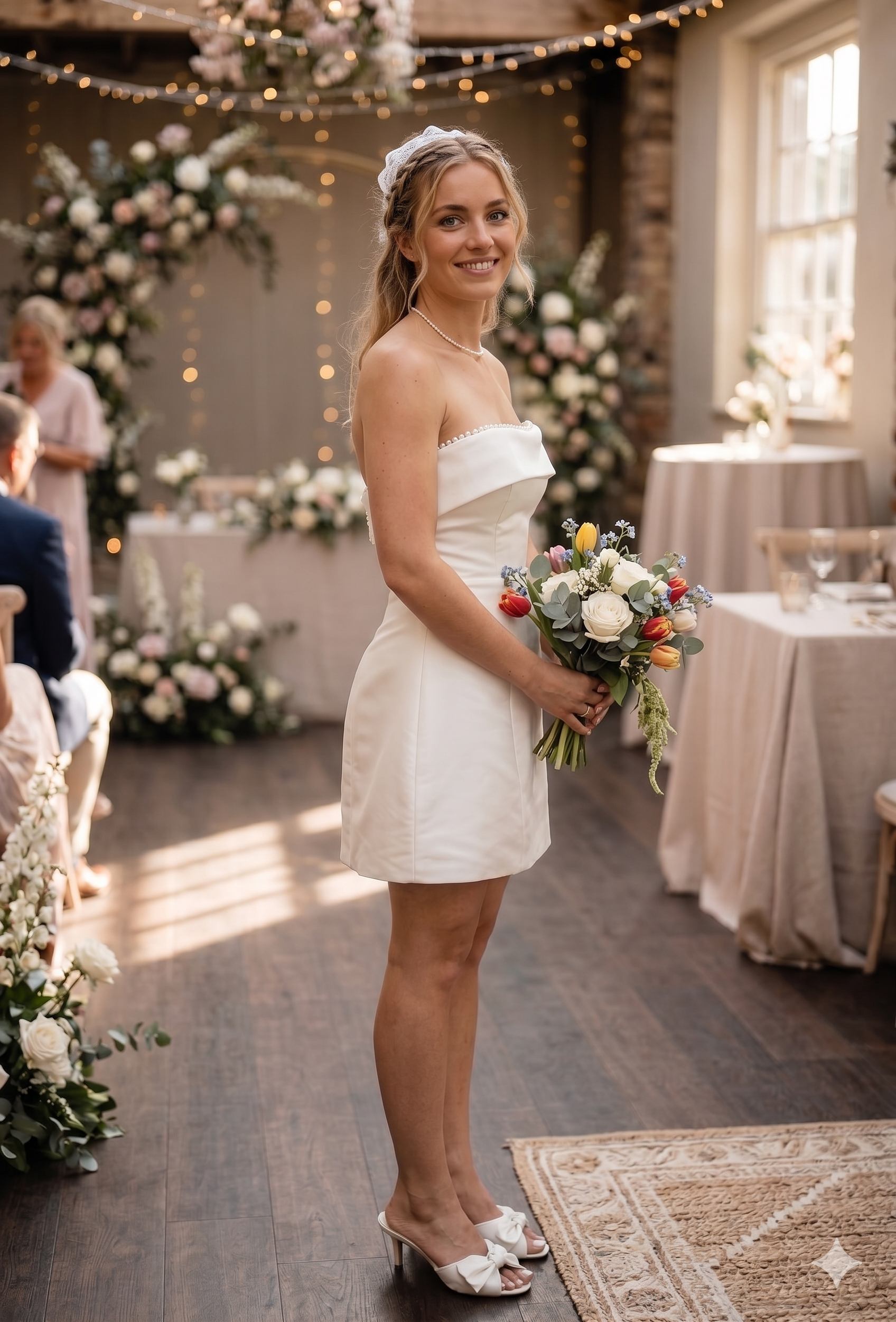 Short & Strapless: Dé ongedragen mini-trouwjurk met pareldetails code 202647A