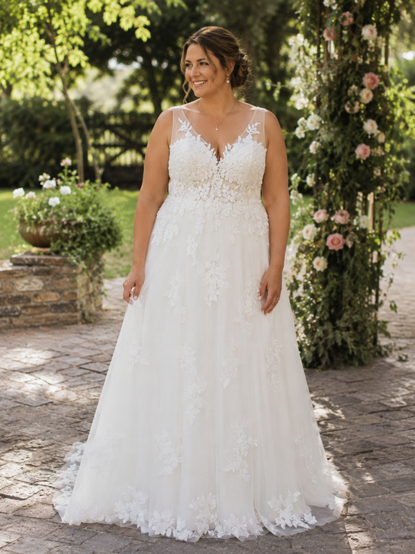 Madi Lane trouwjurk met romantisch bloemenkant – maat 42-44 Code 202675A