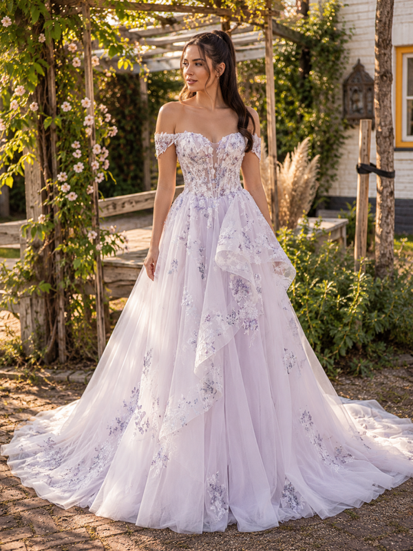 🌸 Nikita Special – Lila Dream | Romantische trouwjurk met 3D-bloemen🌸 NS55