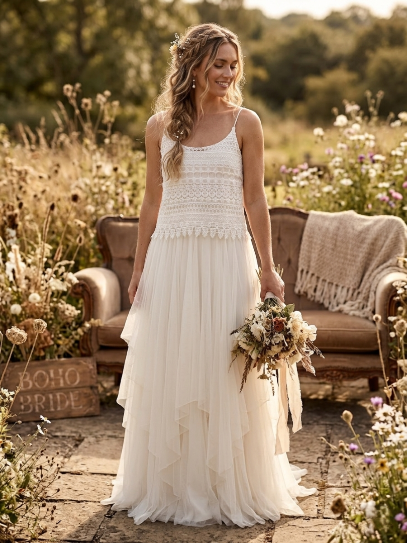 ✨ Nila Soft Boho – Top met broek of rok