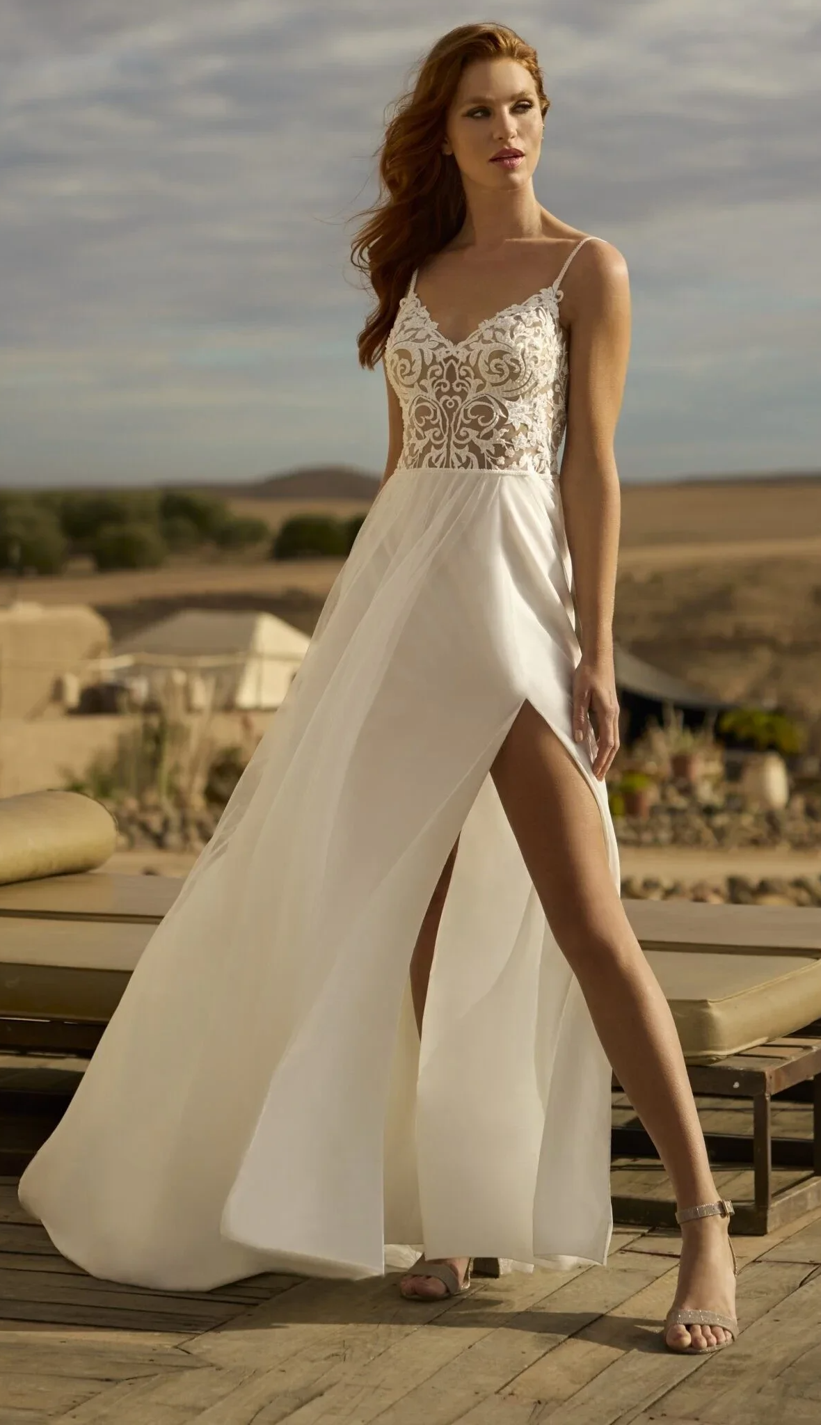 bohemian trouwjurk met split