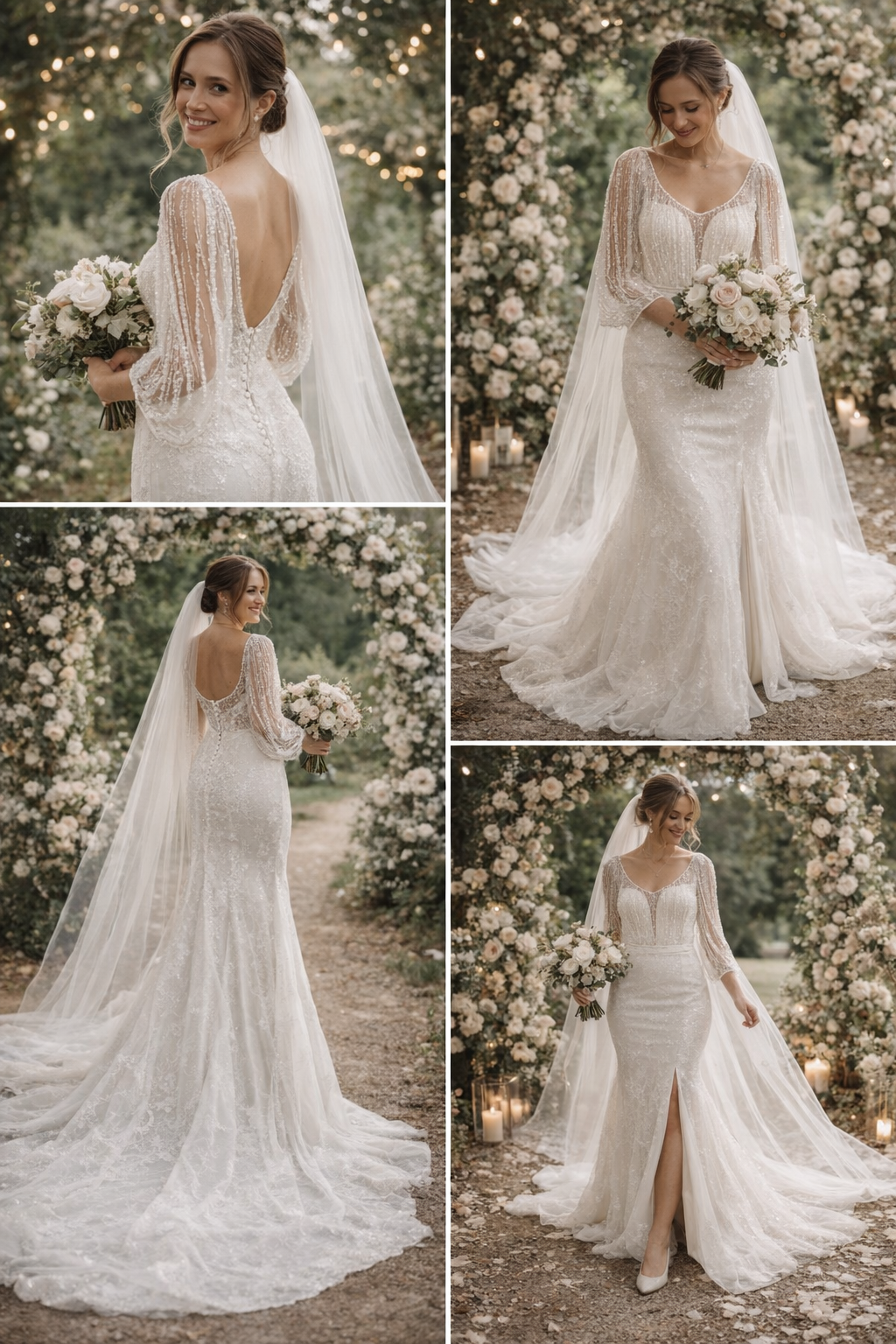 Tweedehands Victoria trouwjurk VELVET | Maat 36-38 | Split, kralen & afneembare omrok | 202642