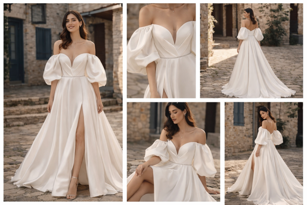 Victoria Soprano Aisha trouwjurk – off-shoulder & luchtige tule – maat 38 | incl. op maat maken