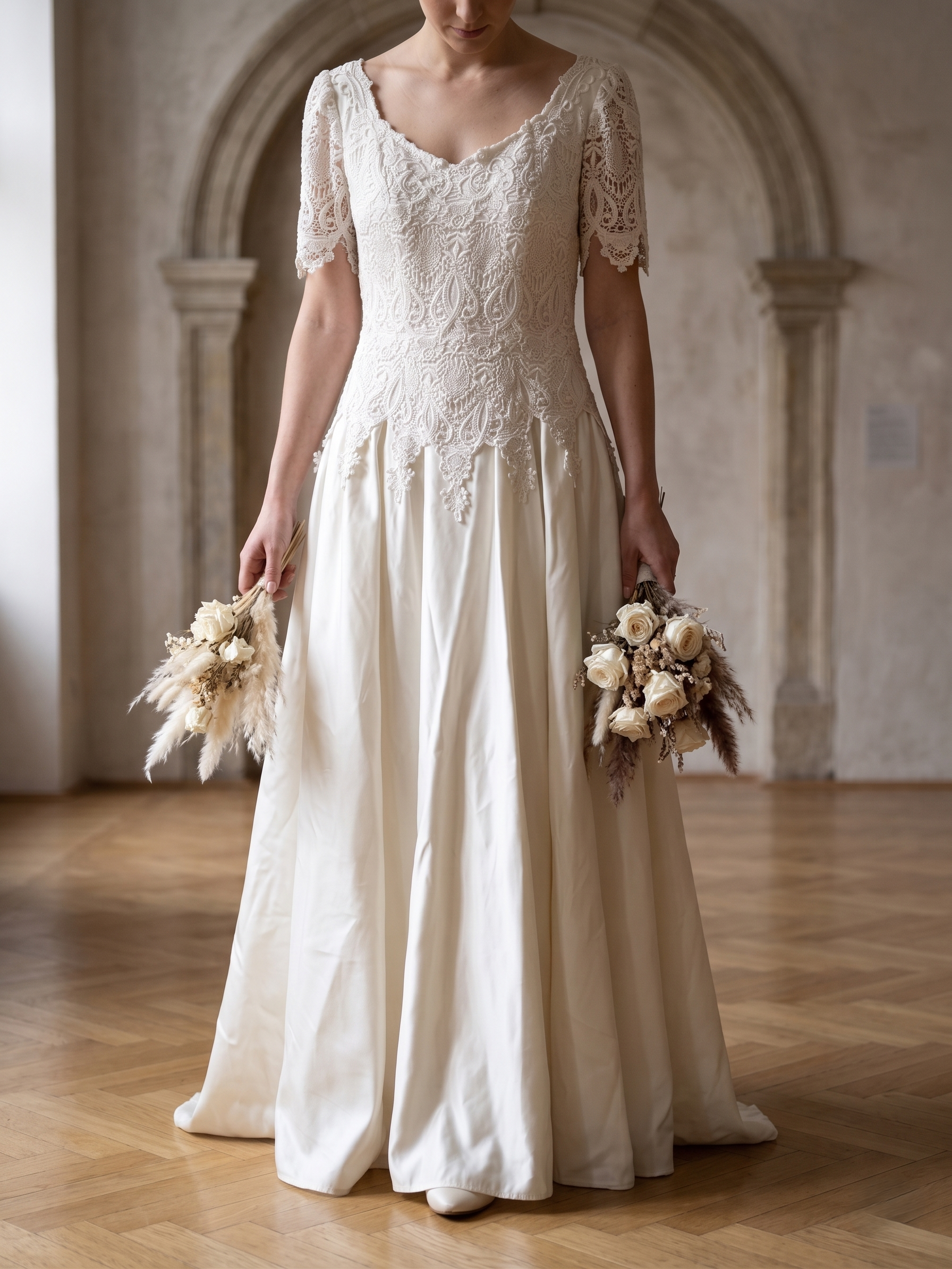Vintage trouwjurk V3 – Romantisch kant met een zachte bohemian uitstraling