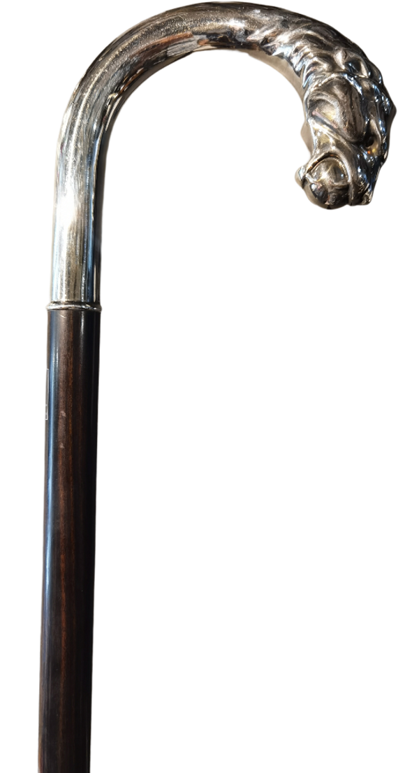 Tête lion carbonne argenté fayet