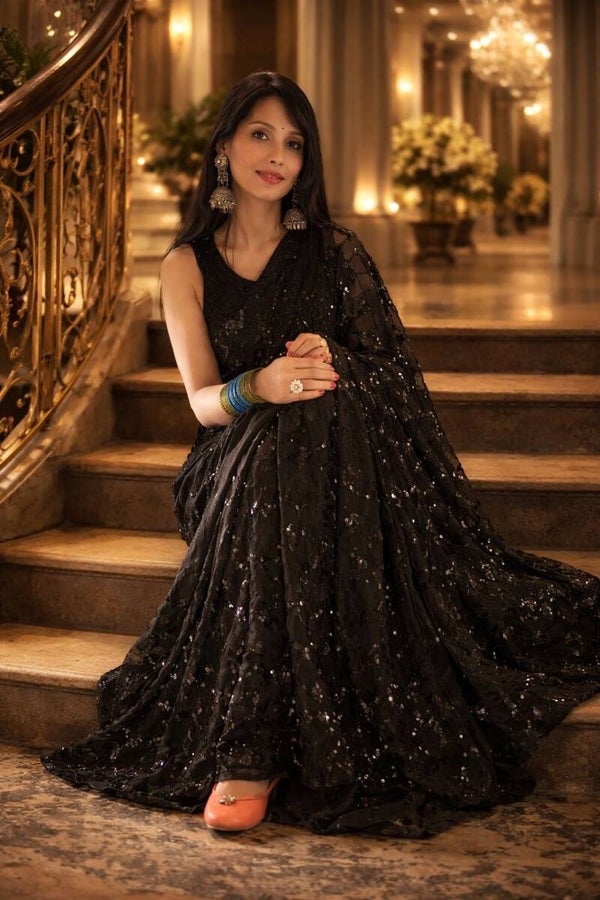 Black Embellished Saree